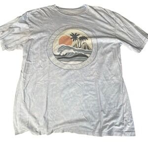 Lotus Fashion T Shirt Light Blue Tie Dye Wave Sun Palm Tree Graphic XL